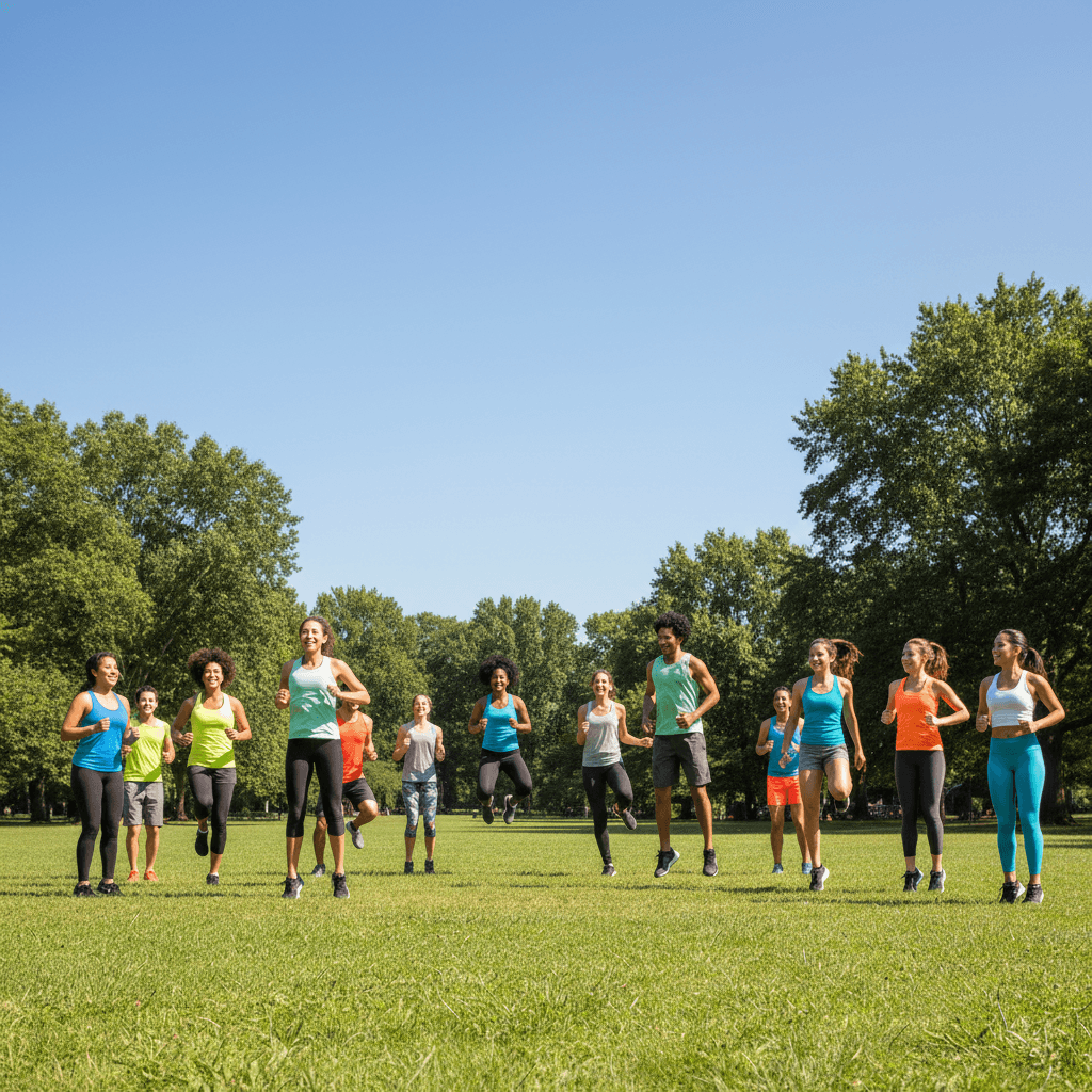 Youth group participating in wellness program activity