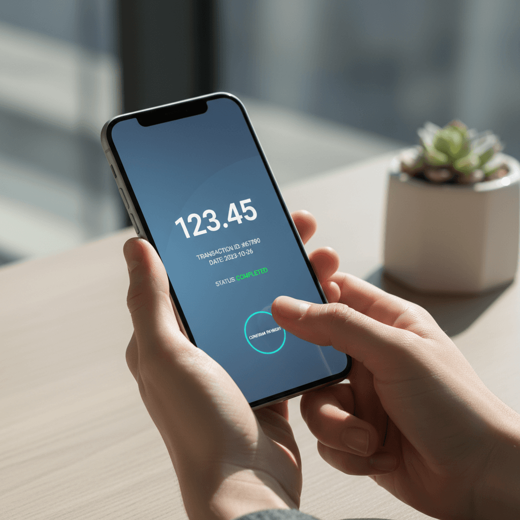 Person making a secure online donation via mobile device
