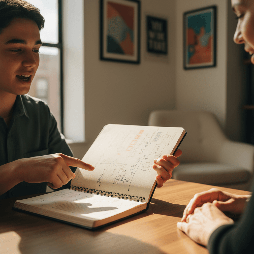Mentor and youth having a meaningful one-on-one conversation