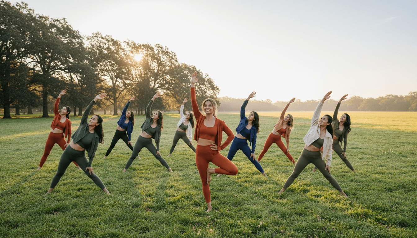 Young people engaged in an active wellness program together