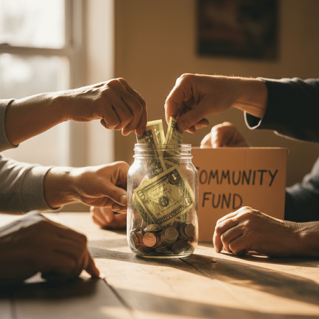 Hands making a donation to support youth programs